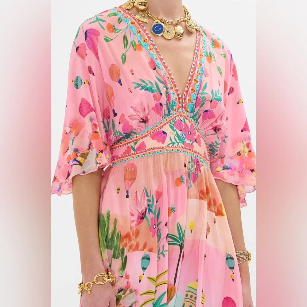 💕SOLD💕Camilla Waisted Dress With Hem Ruffle Sister Sunset - Picture 7 of 13